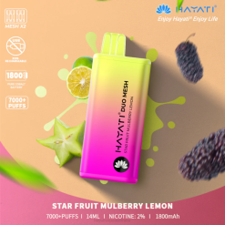 Hayati Duo Mesh Disposable Star Fruit Mulberry Lemon XNHN190 Hayati Vape Shop