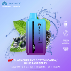 Hayati Pro Ultra Disposable 15000 Puffs Blackcurrant Cotton Candy/Blue Raspberry XNHN216 Hayati Vape Near Me